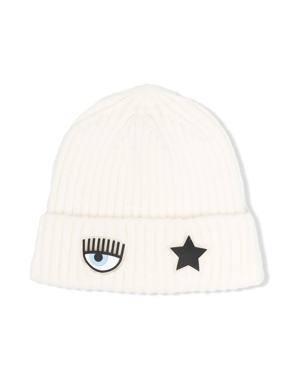 Chiara Ferragni Kids Wink patch knitted beanie - White von Chiara Ferragni Kids