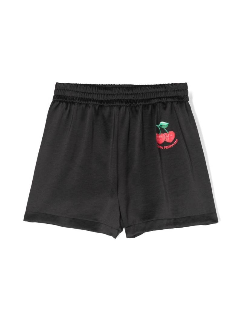 Chiara Ferragni Kids cherry-appliqué satin shorts - Black von Chiara Ferragni Kids