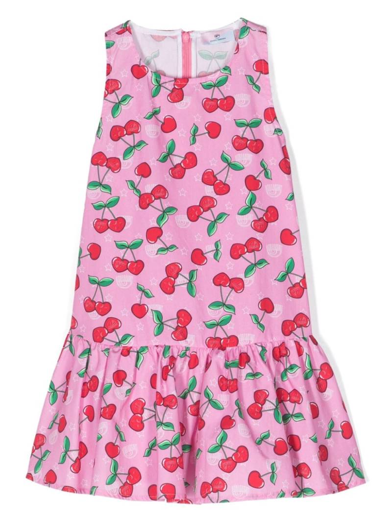 Chiara Ferragni Kids cherry-print poplin flared dress - Pink von Chiara Ferragni Kids