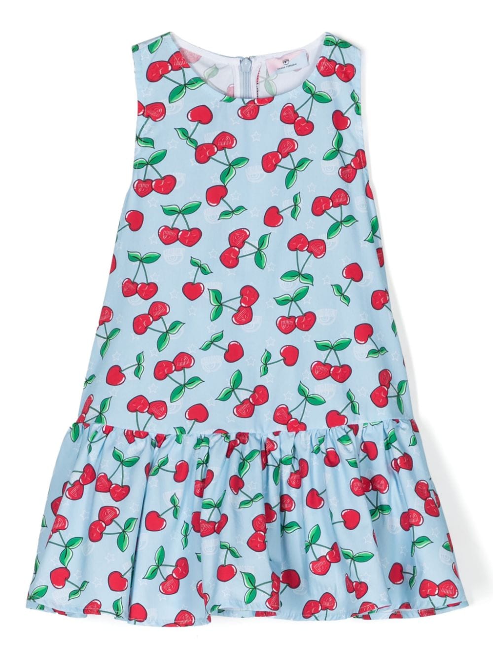 Chiara Ferragni Kids cherry-print ruffled cotton dress - Blue von Chiara Ferragni Kids
