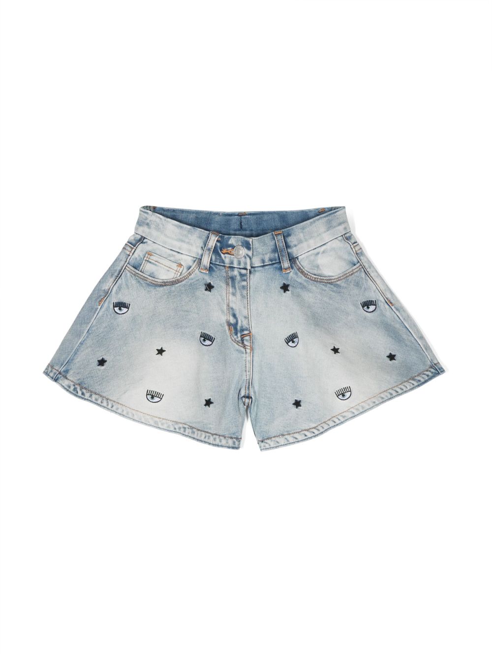 Chiara Ferragni Kids embroidered Eye-like denim shorts - Blue von Chiara Ferragni Kids