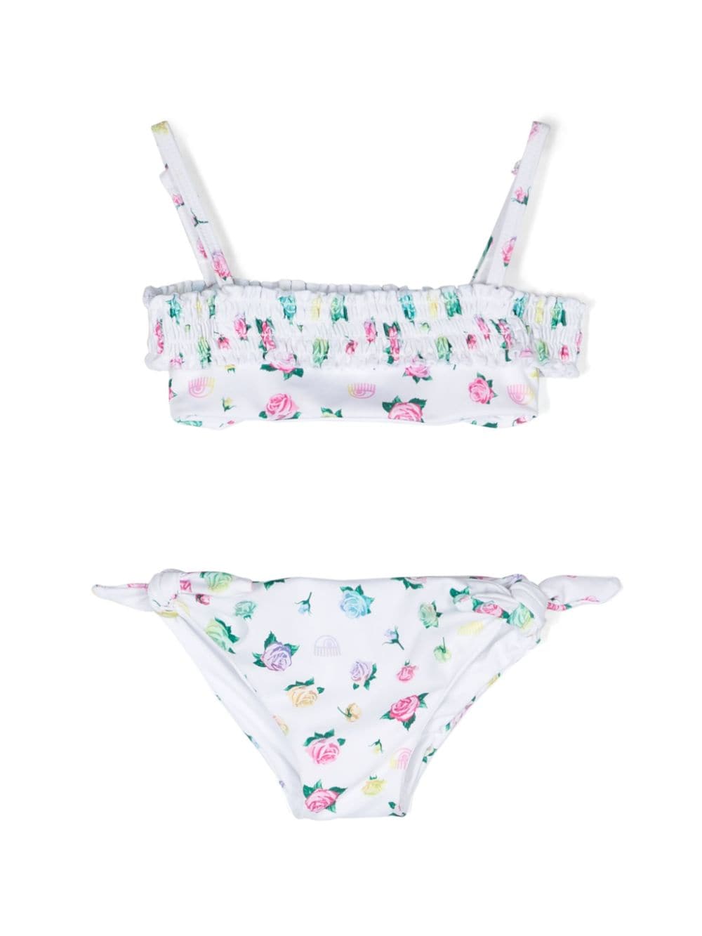 Chiara Ferragni Kids floral-print smocked bikini - White von Chiara Ferragni Kids