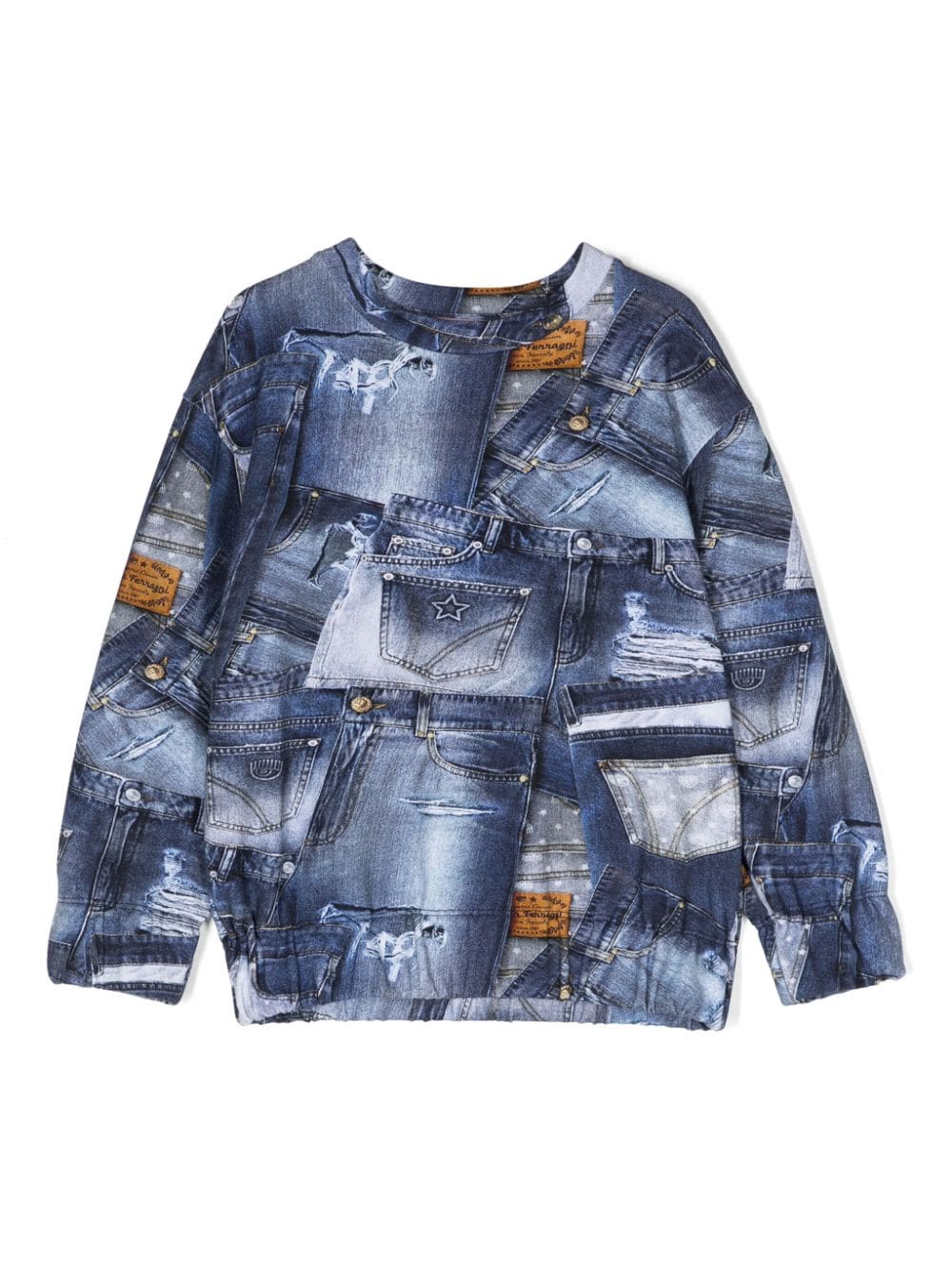 Chiara Ferragni Kids graphic-print denim jumper - Blue von Chiara Ferragni Kids