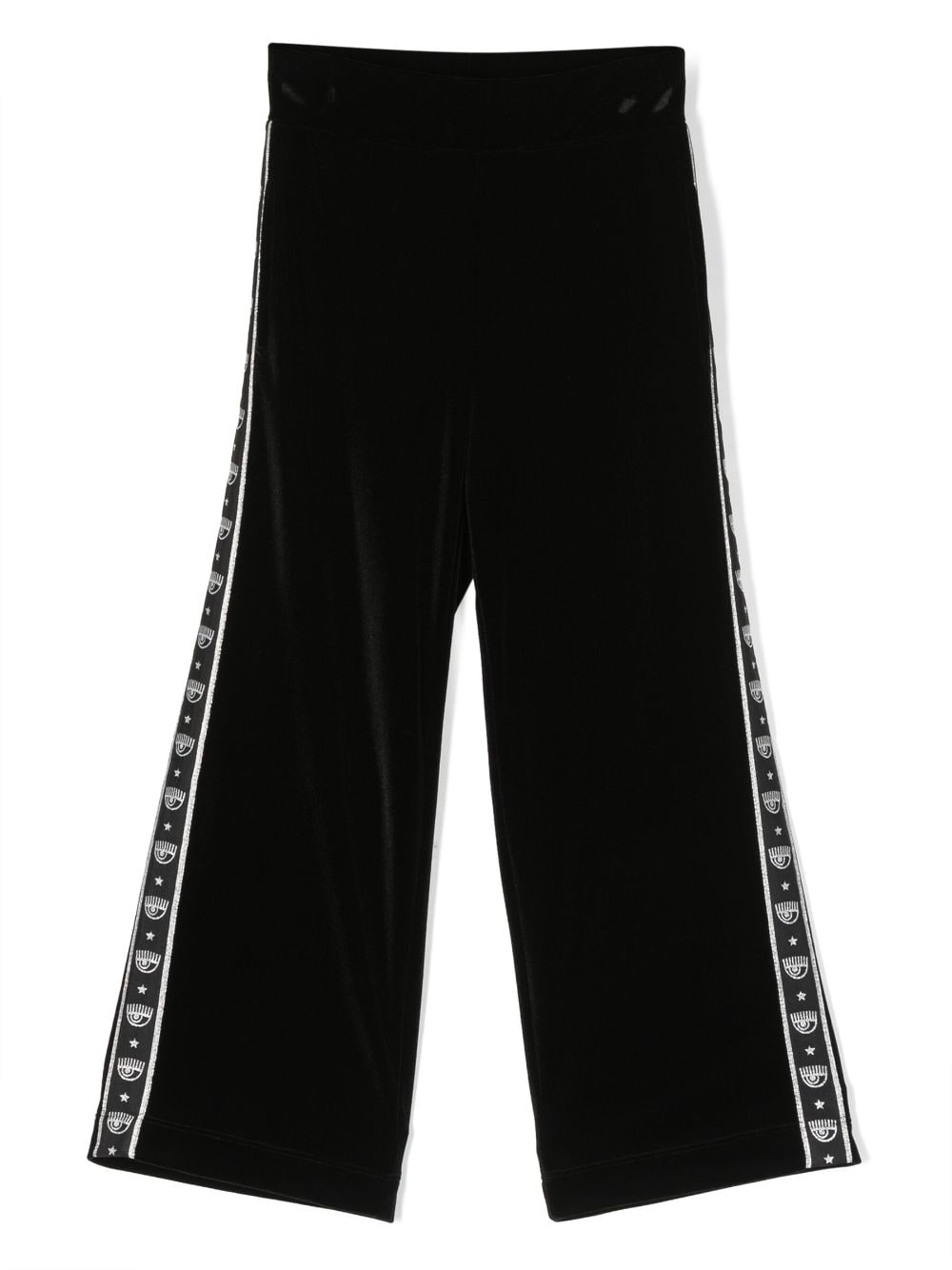 Chiara Ferragni Kids logo-embellished velvet trousers - Black von Chiara Ferragni Kids