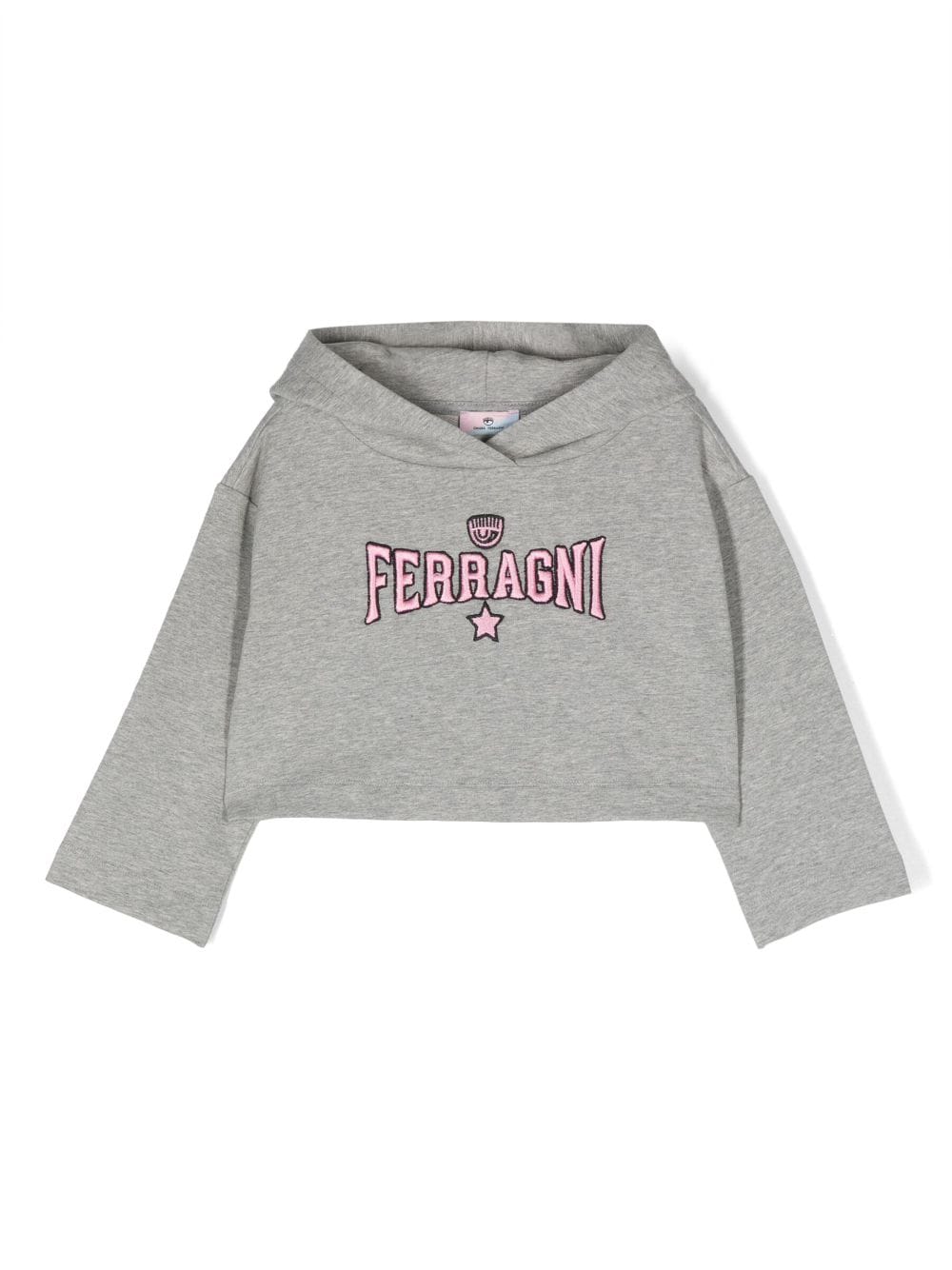 Chiara Ferragni Kids logo-embroidered stretch-cotton hoodie - Grey von Chiara Ferragni Kids