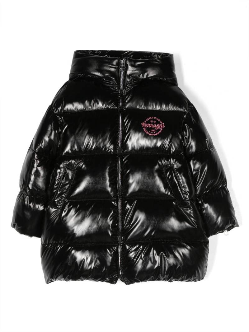 Chiara Ferragni Kids logo-patch padded jacket - Black von Chiara Ferragni Kids