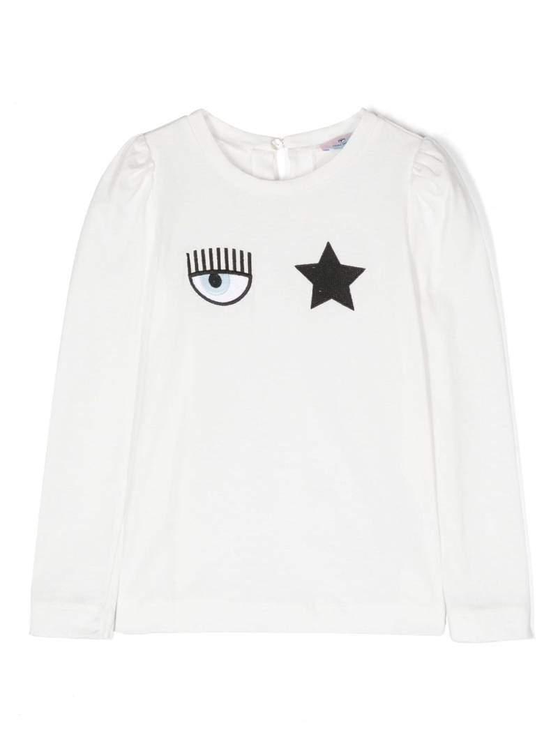 Chiara Ferragni Kids logo-patches cotton sweatshirt - White von Chiara Ferragni Kids