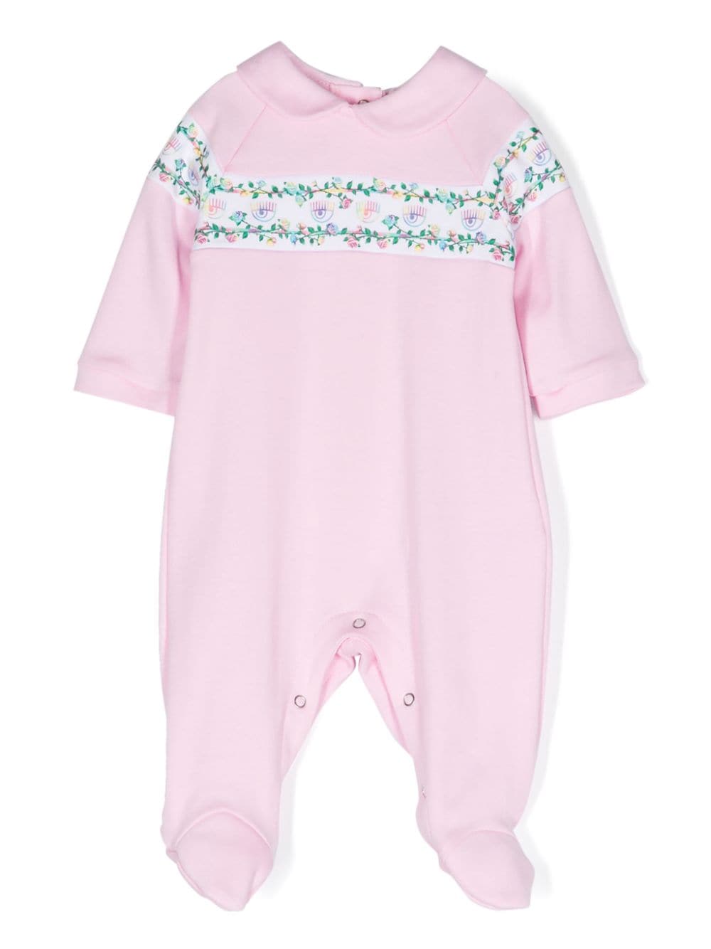 Chiara Ferragni Kids logo-print striped cotton babygrow - Pink von Chiara Ferragni Kids