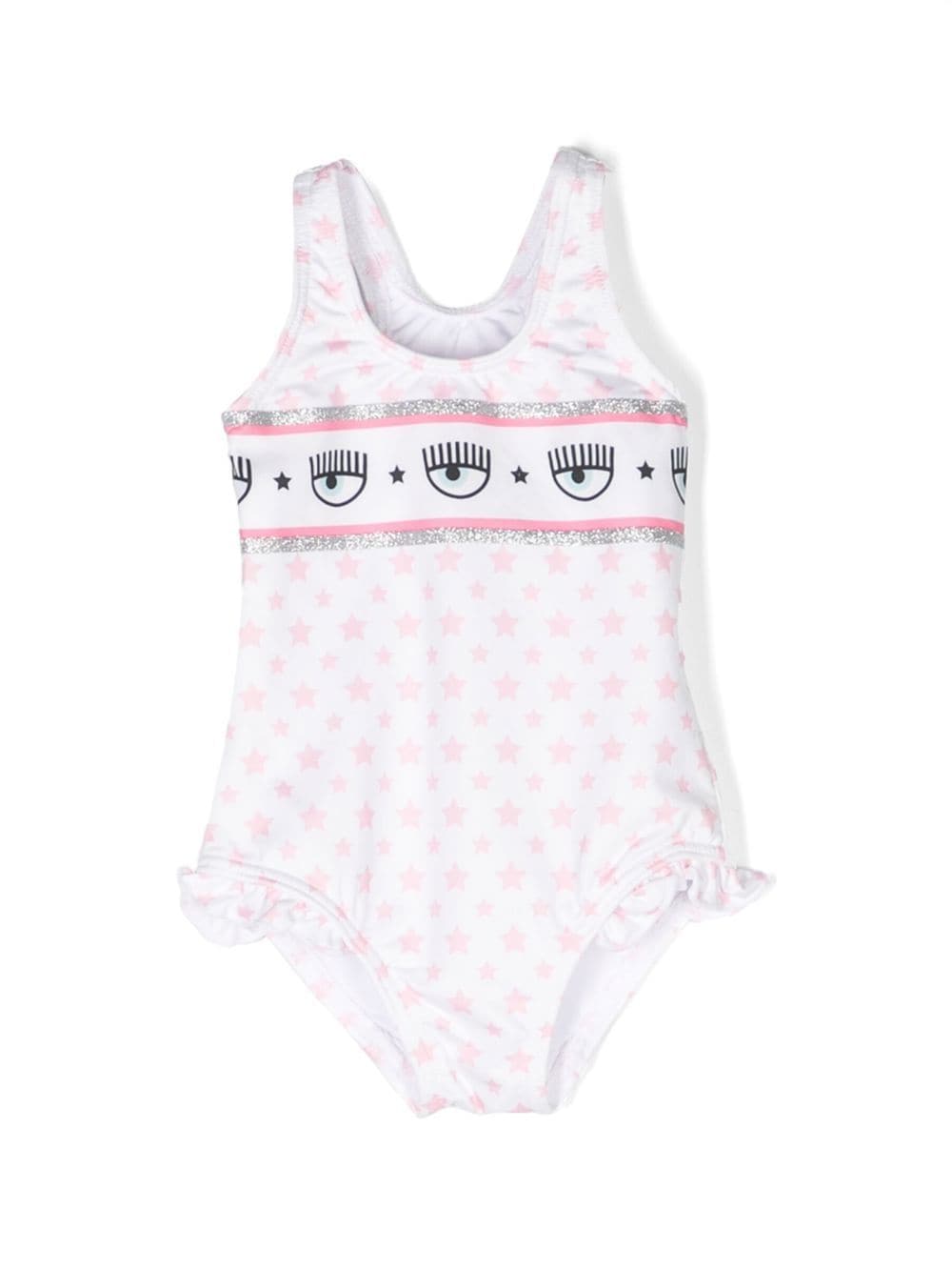 Chiara Ferragni Kids logo-print swimsuit - White von Chiara Ferragni Kids