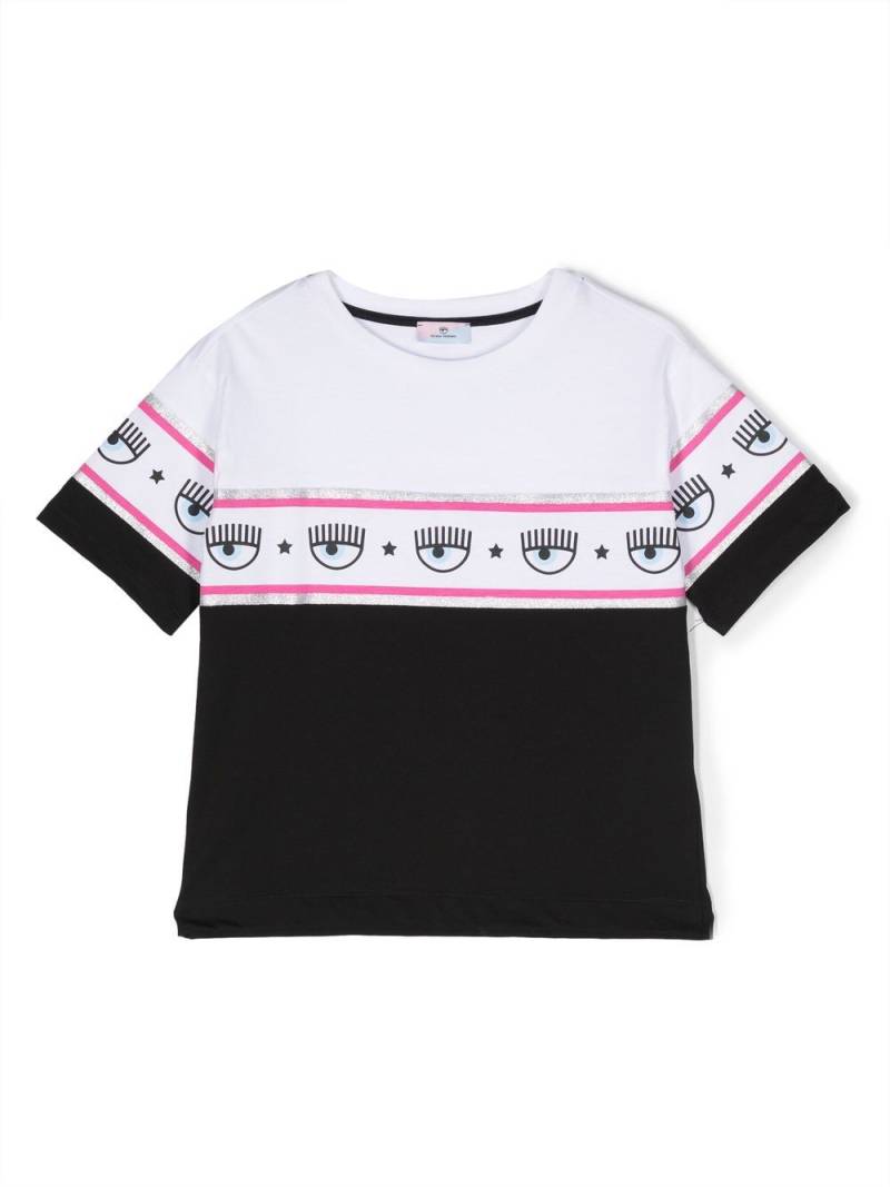 Chiara Ferragni Kids logo-stripe cotton T-shirt - Black von Chiara Ferragni Kids