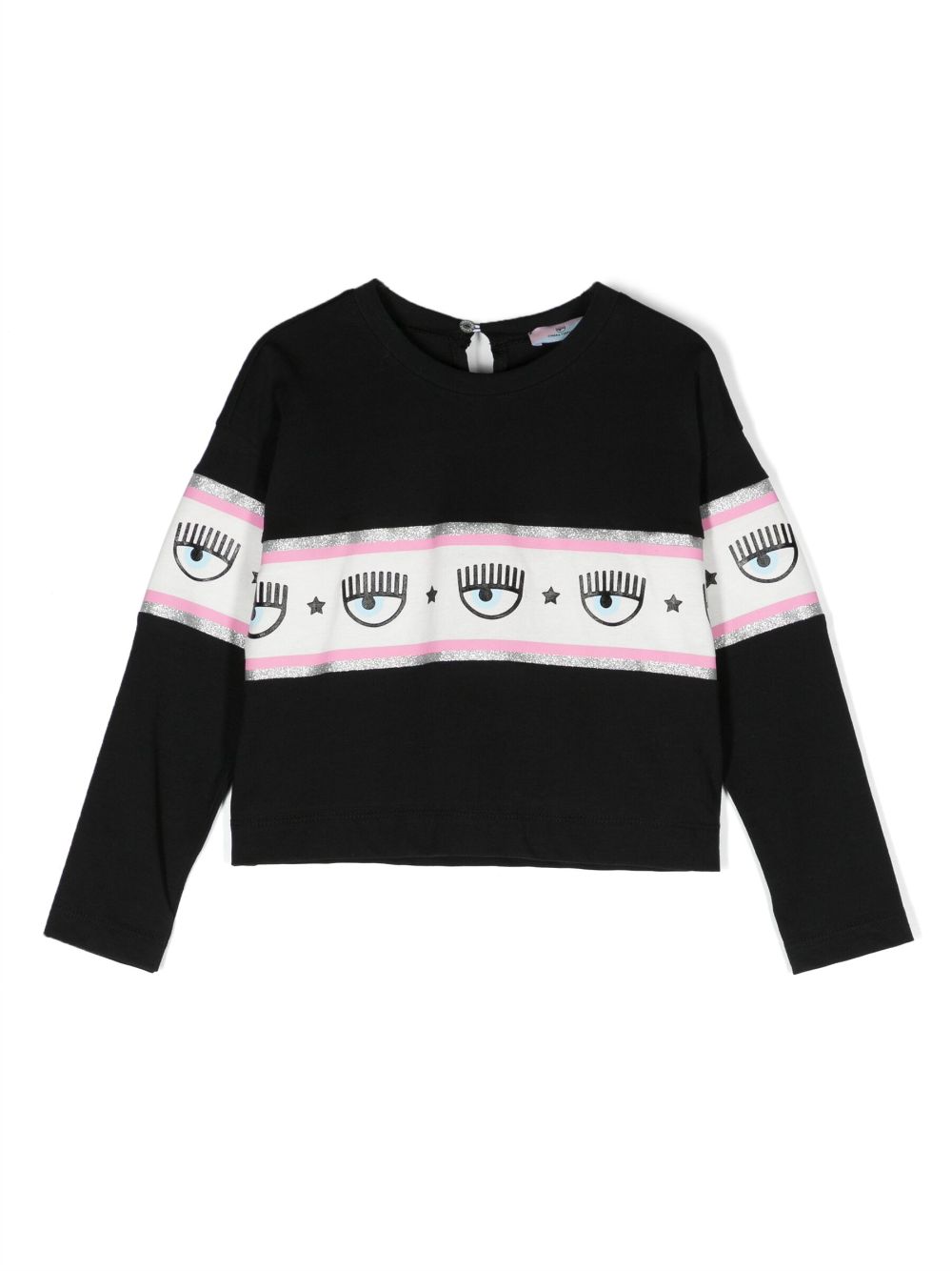 Chiara Ferragni Kids logo-tape cotton sweatshirt - Black von Chiara Ferragni Kids