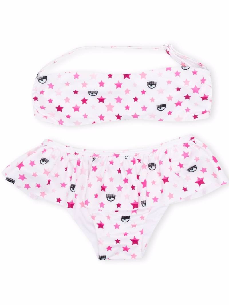 Chiara Ferragni Kids logomania-print halterneck bikini - White von Chiara Ferragni Kids