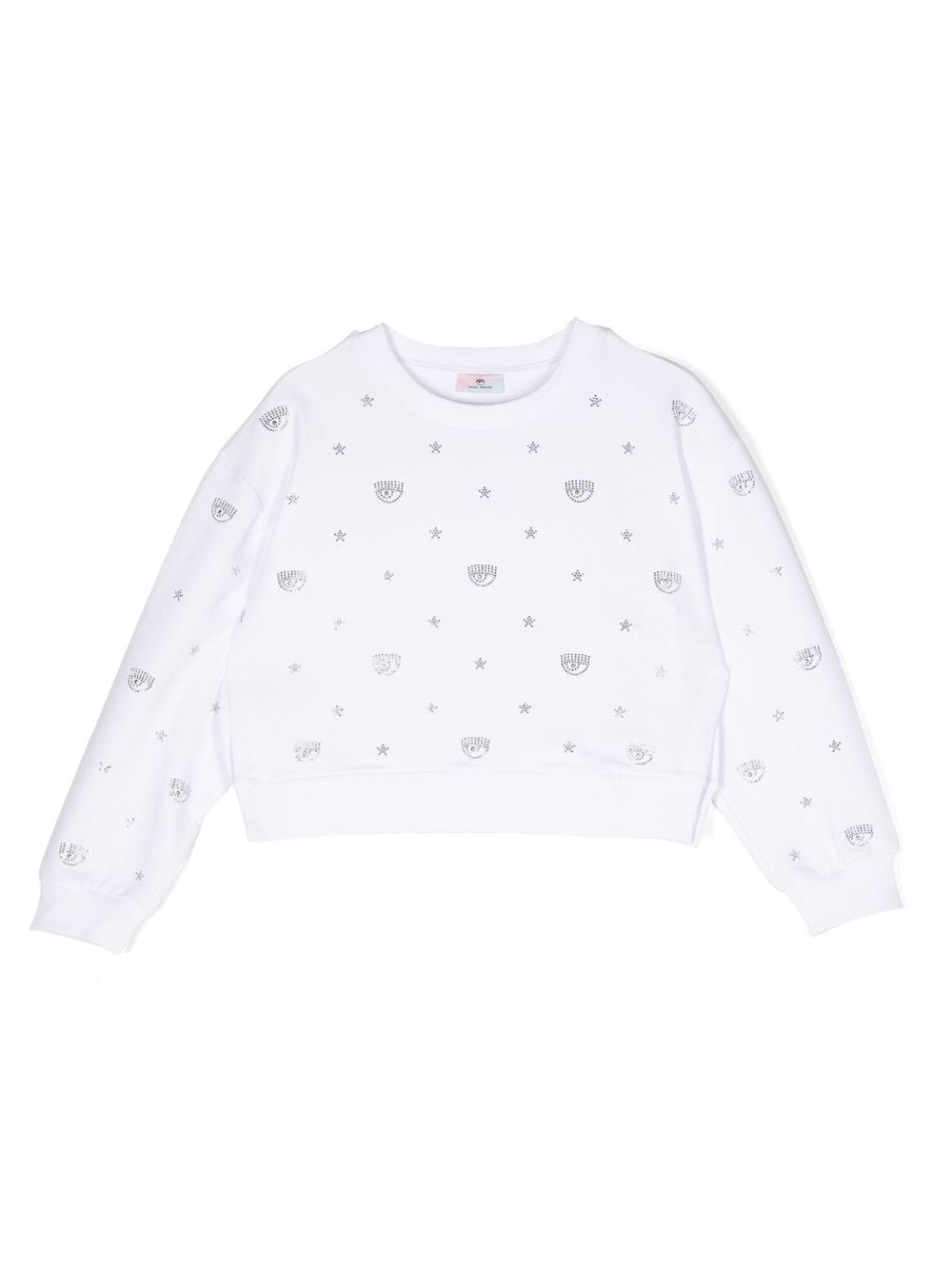 Chiara Ferragni Kids rhinestone cotton sweatshirt - White von Chiara Ferragni Kids