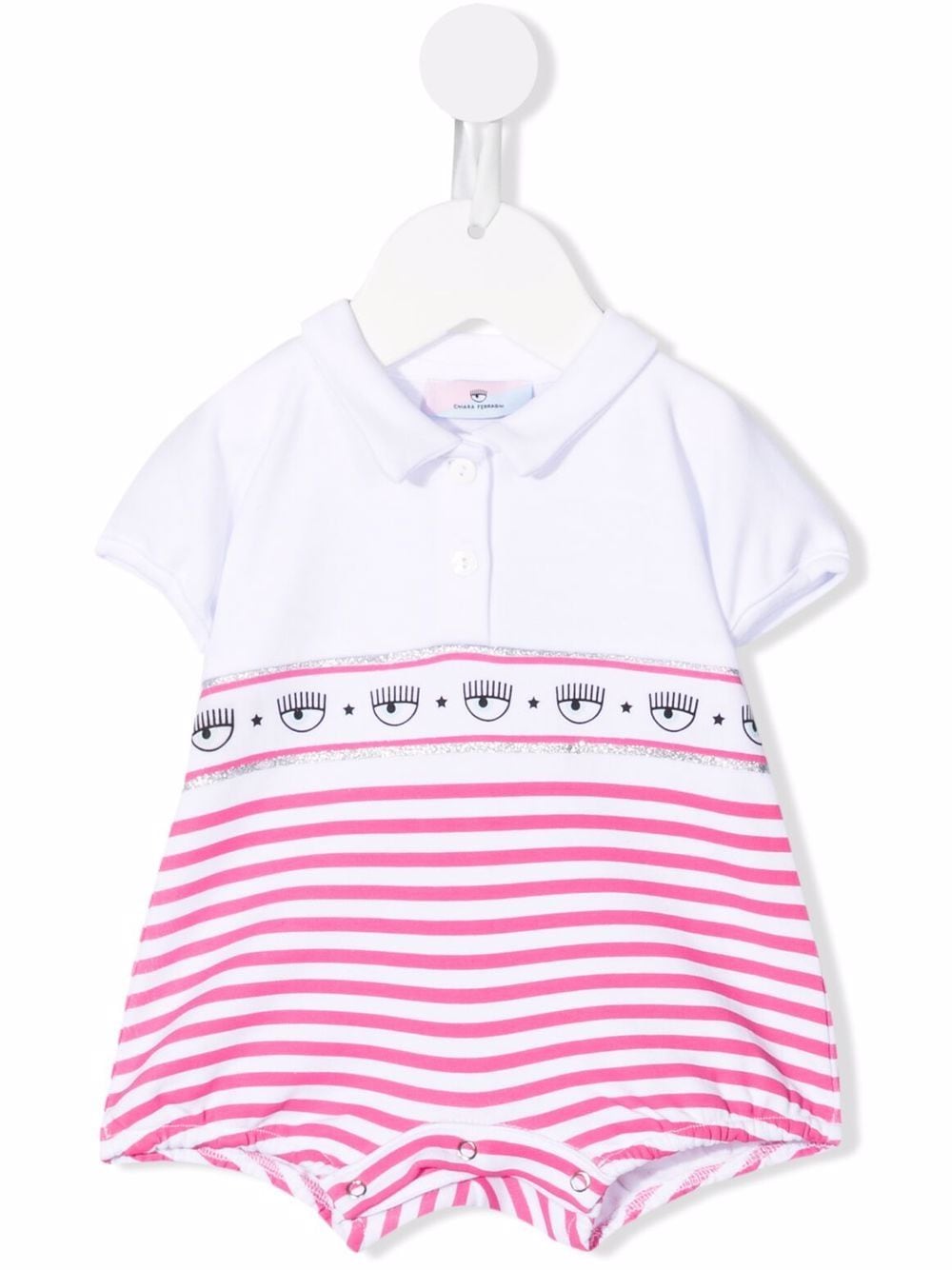 Chiara Ferragni Kids striped print romper - White von Chiara Ferragni Kids