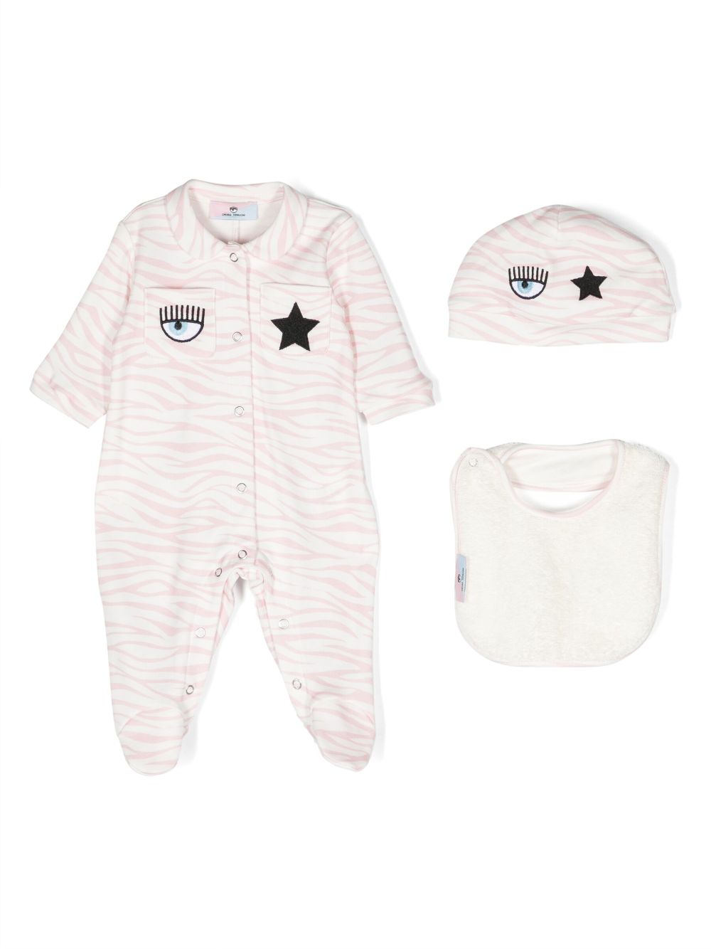 Chiara Ferragni Kids zebra-print cotton babygrow set - Pink von Chiara Ferragni Kids