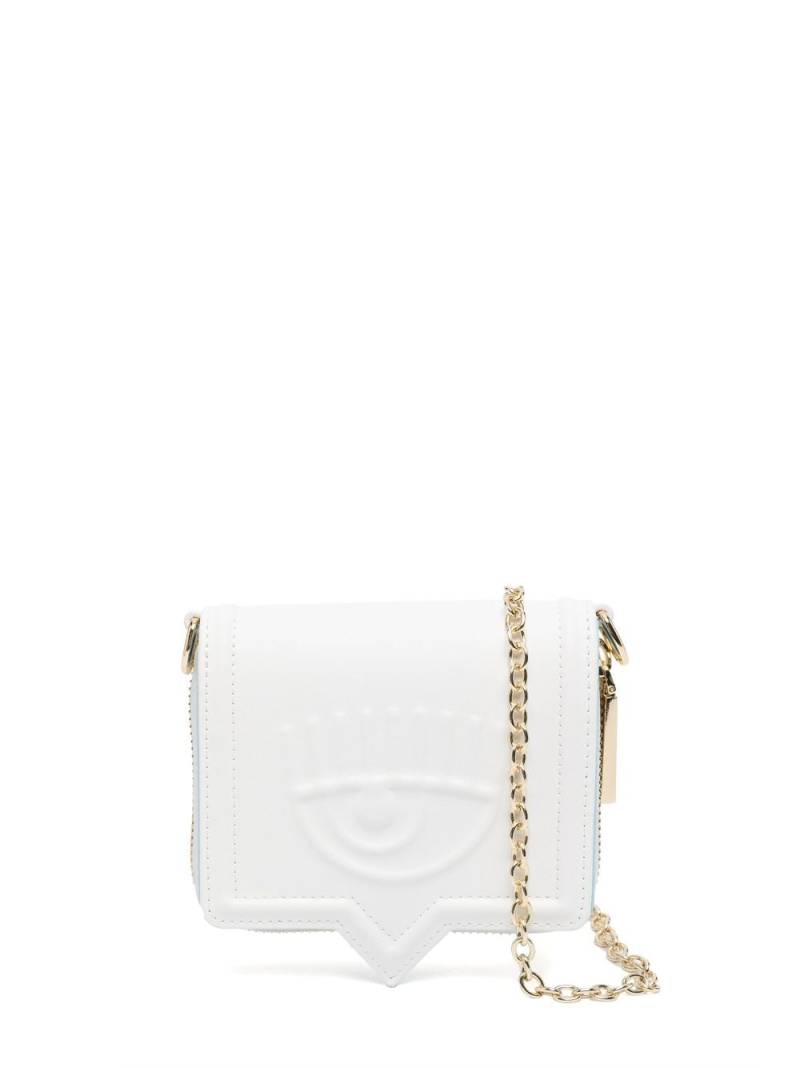 Chiara Ferragni Eyelike embossed faux-leather wallet-on-chain - White von Chiara Ferragni