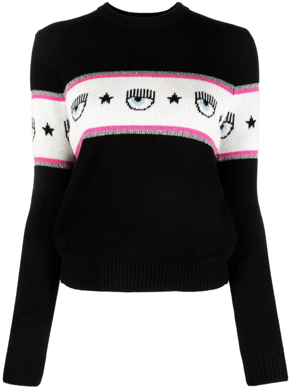 Chiara Ferragni Eyelike-motif intarsia-knit jumper - Black von Chiara Ferragni