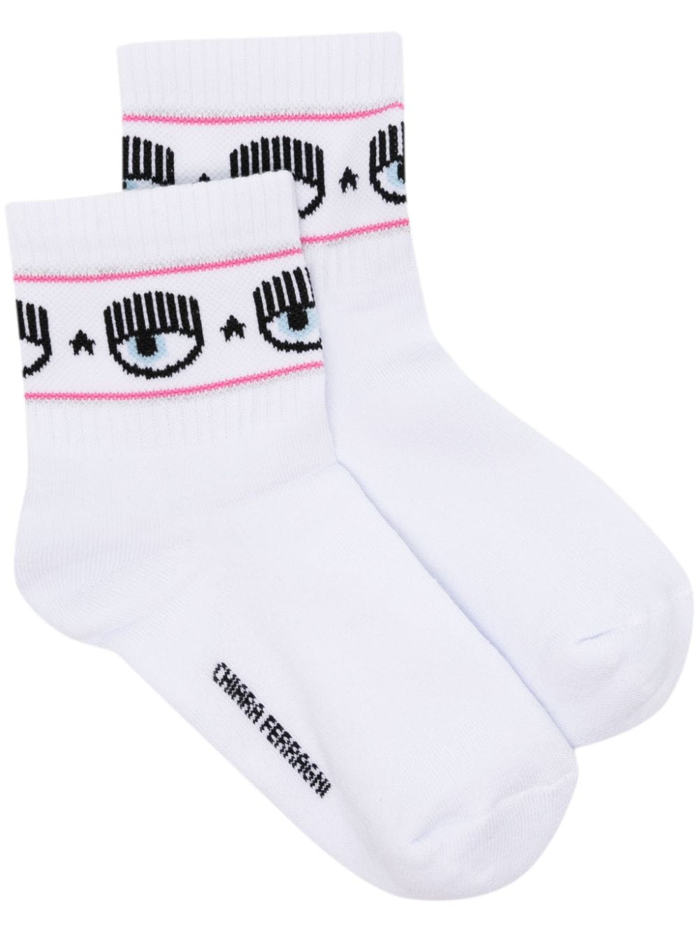 Chiara Ferragni Eyelike-motif intarsia-knit socks - White von Chiara Ferragni