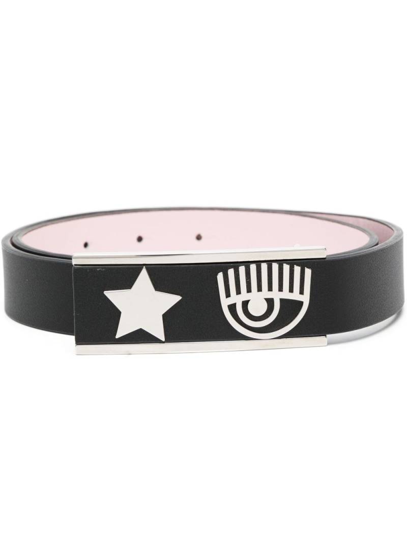 Chiara Ferragni Eyelike-motif leather belt - Black von Chiara Ferragni