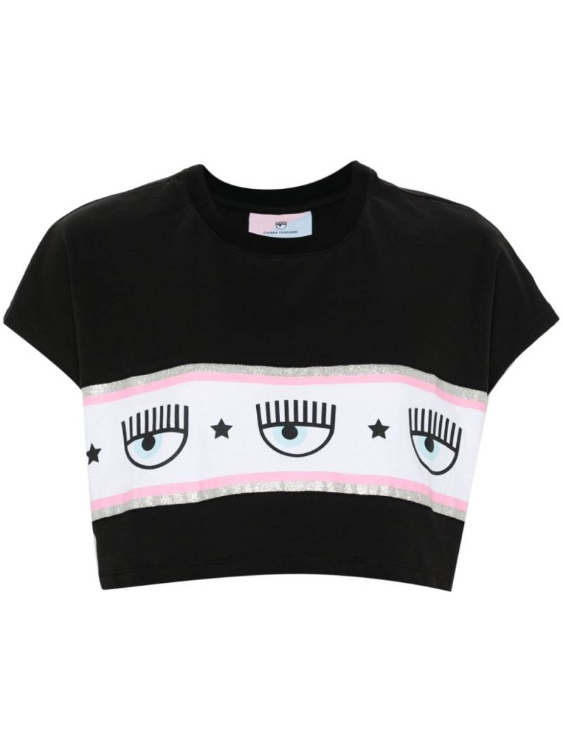 Chiara Ferragni Maxi Logomania-print cropped T-shirt - Black von Chiara Ferragni