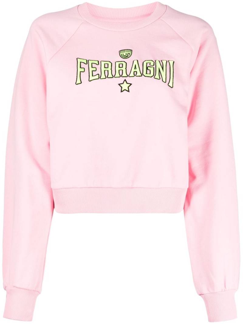 Chiara Ferragni embroidered-logo cotton sweatshirt - Pink von Chiara Ferragni