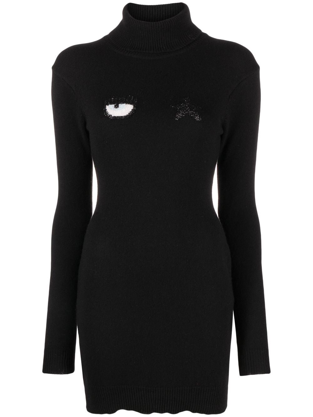 Chiara Ferragni embroidered-motif long-sleeve dress - Black von Chiara Ferragni