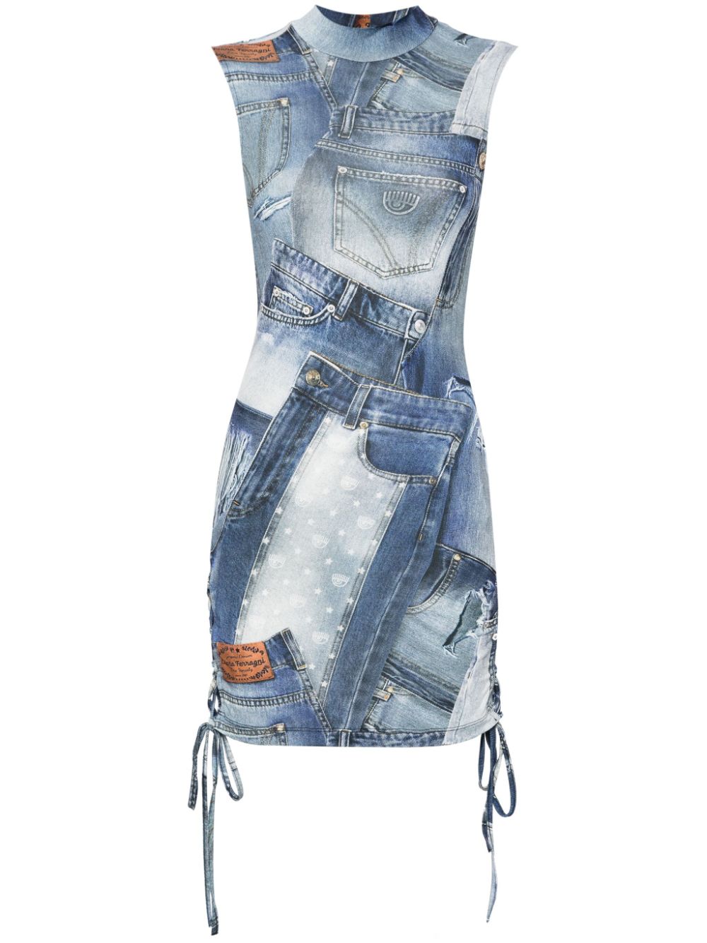 Chiara Ferragni lace-up denim-print dress - Blue von Chiara Ferragni