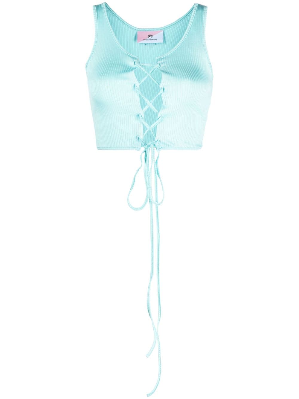 Chiara Ferragni lace-up sleeveless crop top - Blue von Chiara Ferragni