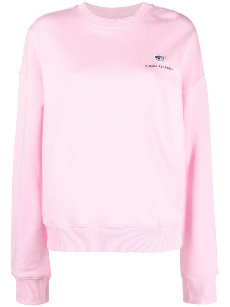 Chiara Ferragni logo-appliqué cotton sweatshirt - Pink von Chiara Ferragni