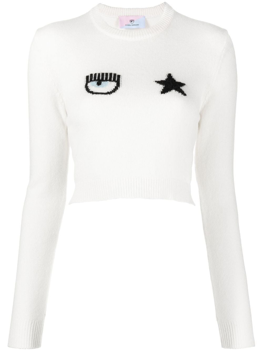 Chiara Ferragni logo-embroidered knitted jumper - White von Chiara Ferragni