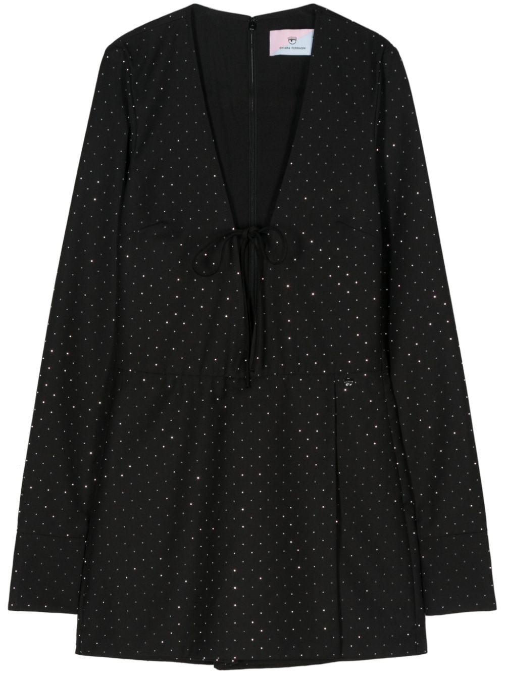 Chiara Ferragni rhinestone-embellished gabardine playsuit - Black von Chiara Ferragni