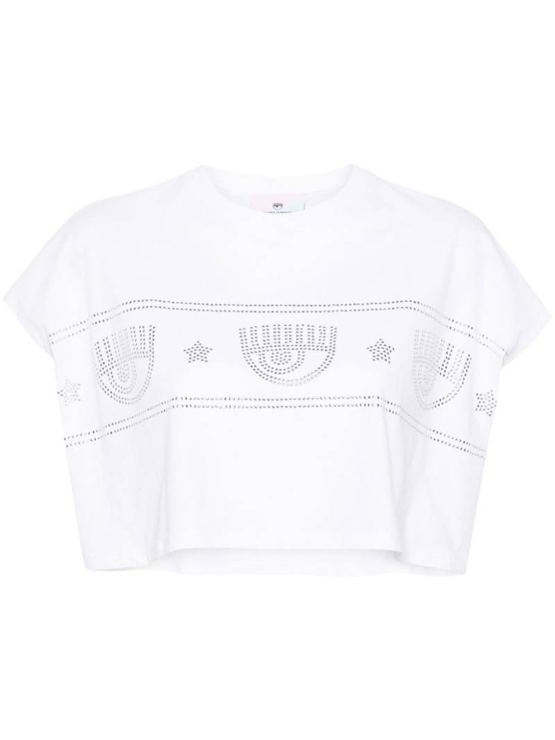 Chiara Ferragni studded-logo cropped T-shirt - White von Chiara Ferragni