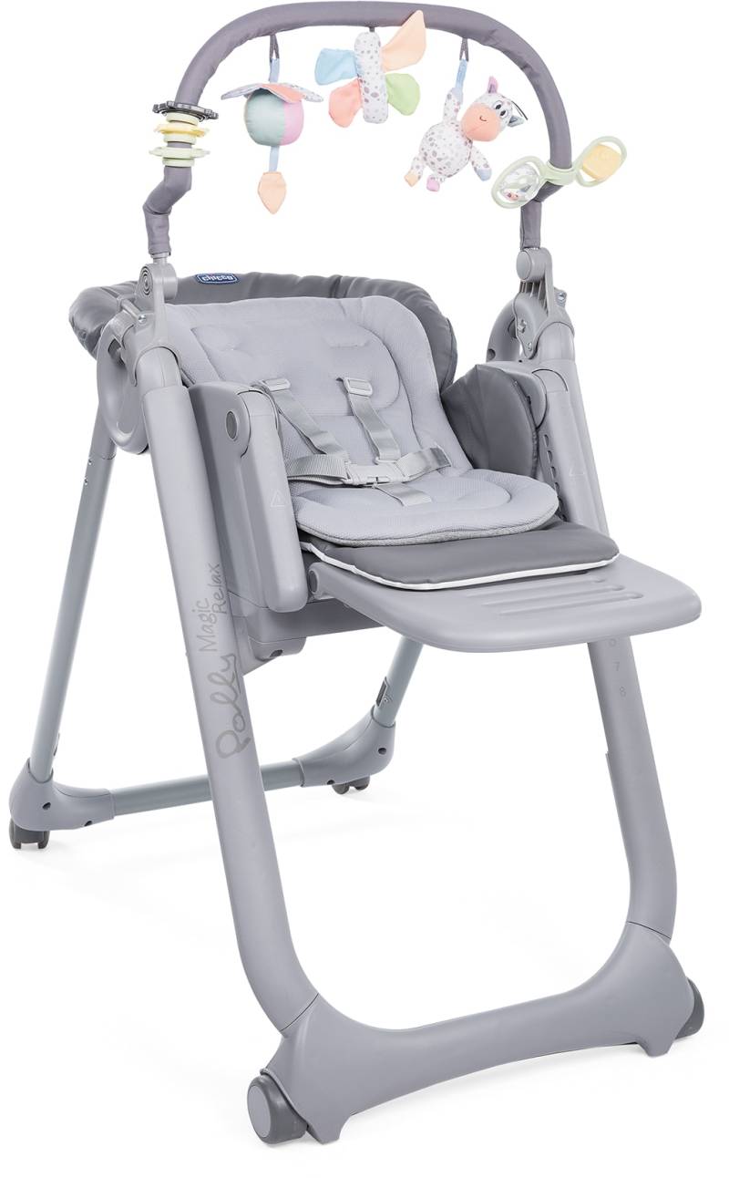 Chicco Hochstuhl »Polly Magic Relax, Graphite«, mit Spielbogen & Sitzverkleinerer, Made in Europe von Chicco
