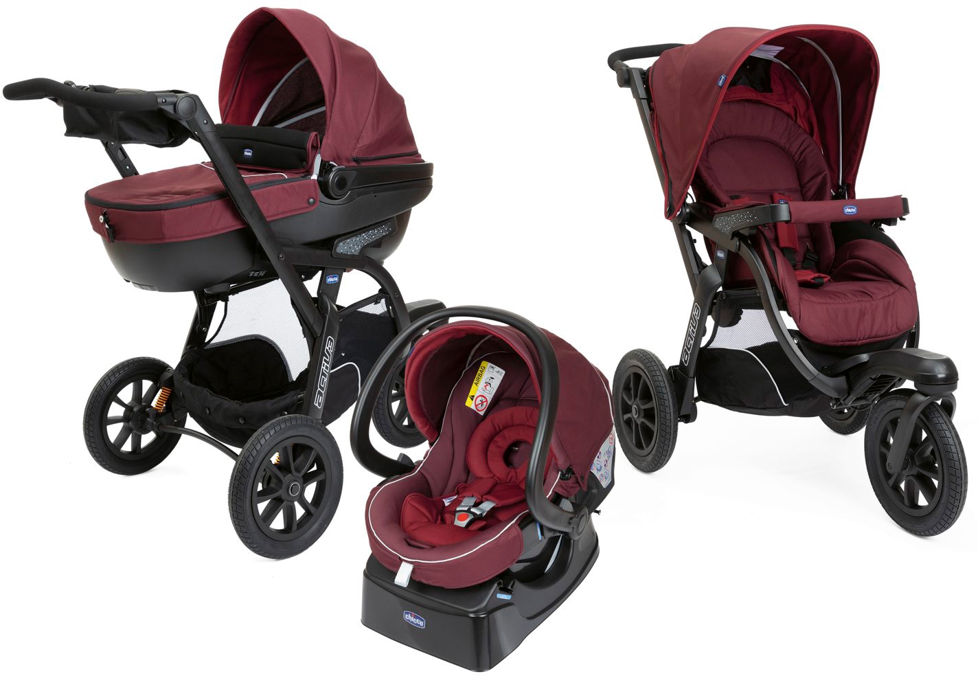 Chicco Kombi-Kinderwagen »Trio-System Activ3 Top, Burgund«, 15 kg von Chicco