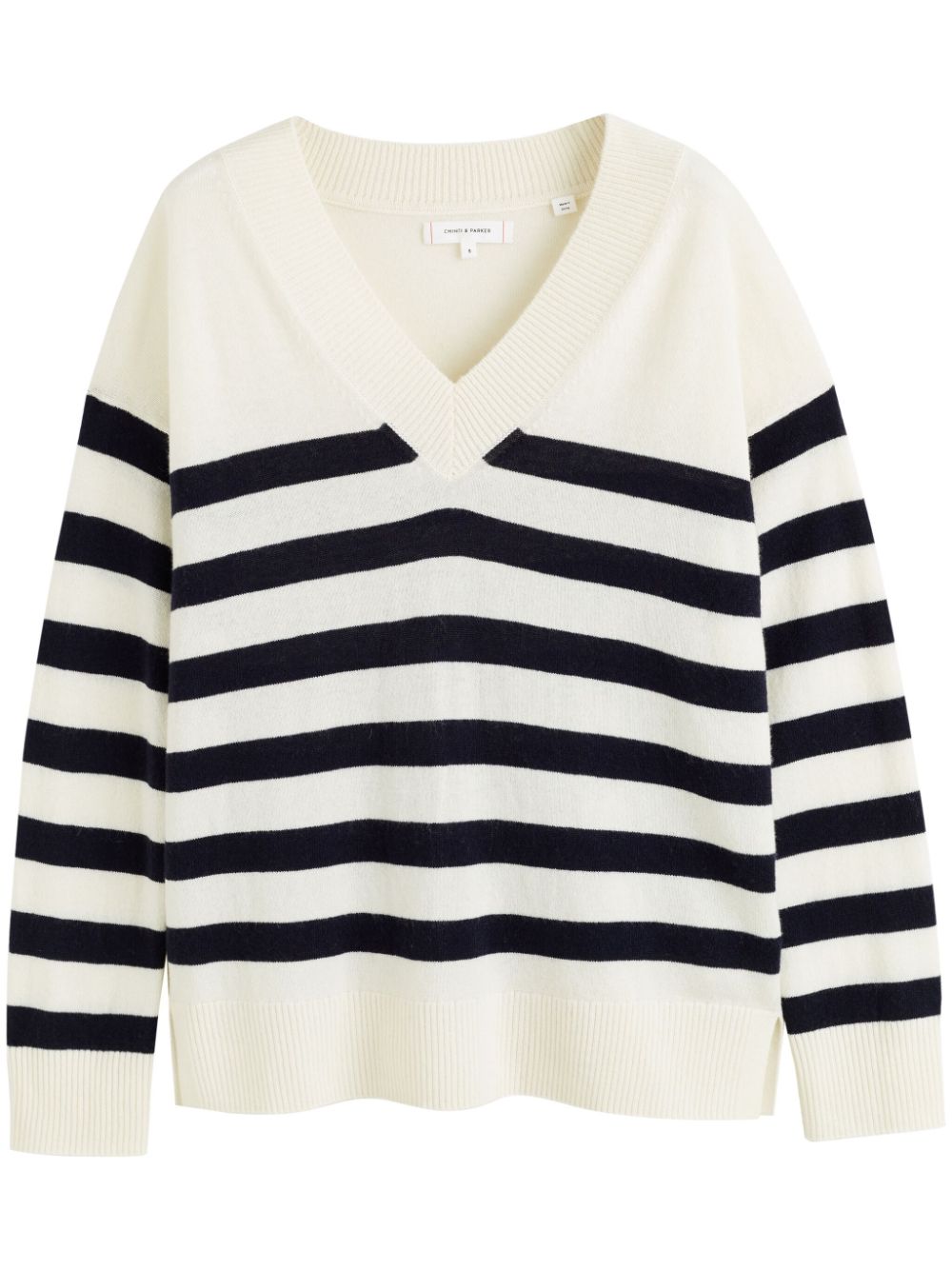 Chinti & Parker V-neck striped jumper - Blue von Chinti & Parker