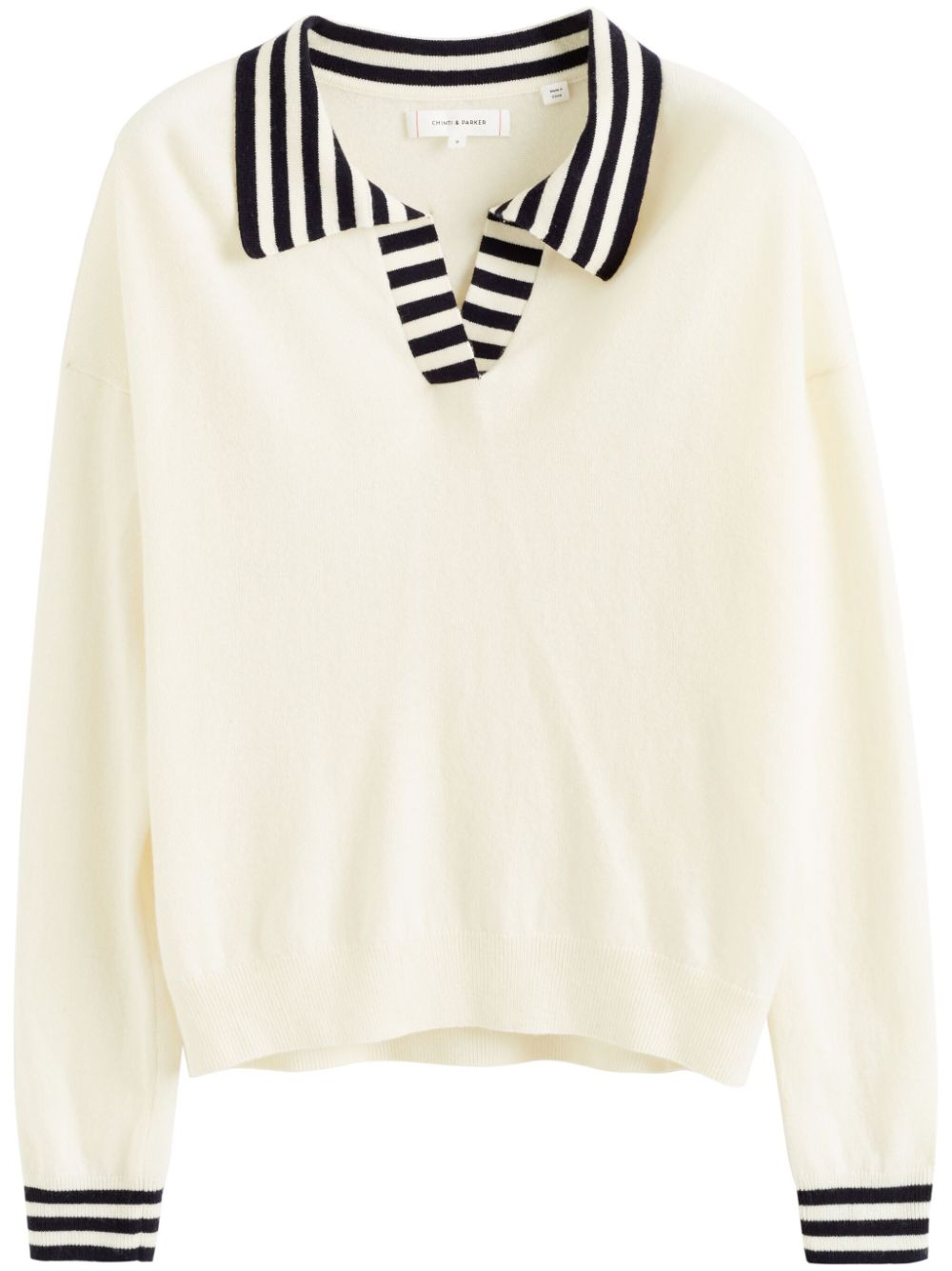 Chinti & Parker spread-collar striped jumper - Neutrals von Chinti & Parker