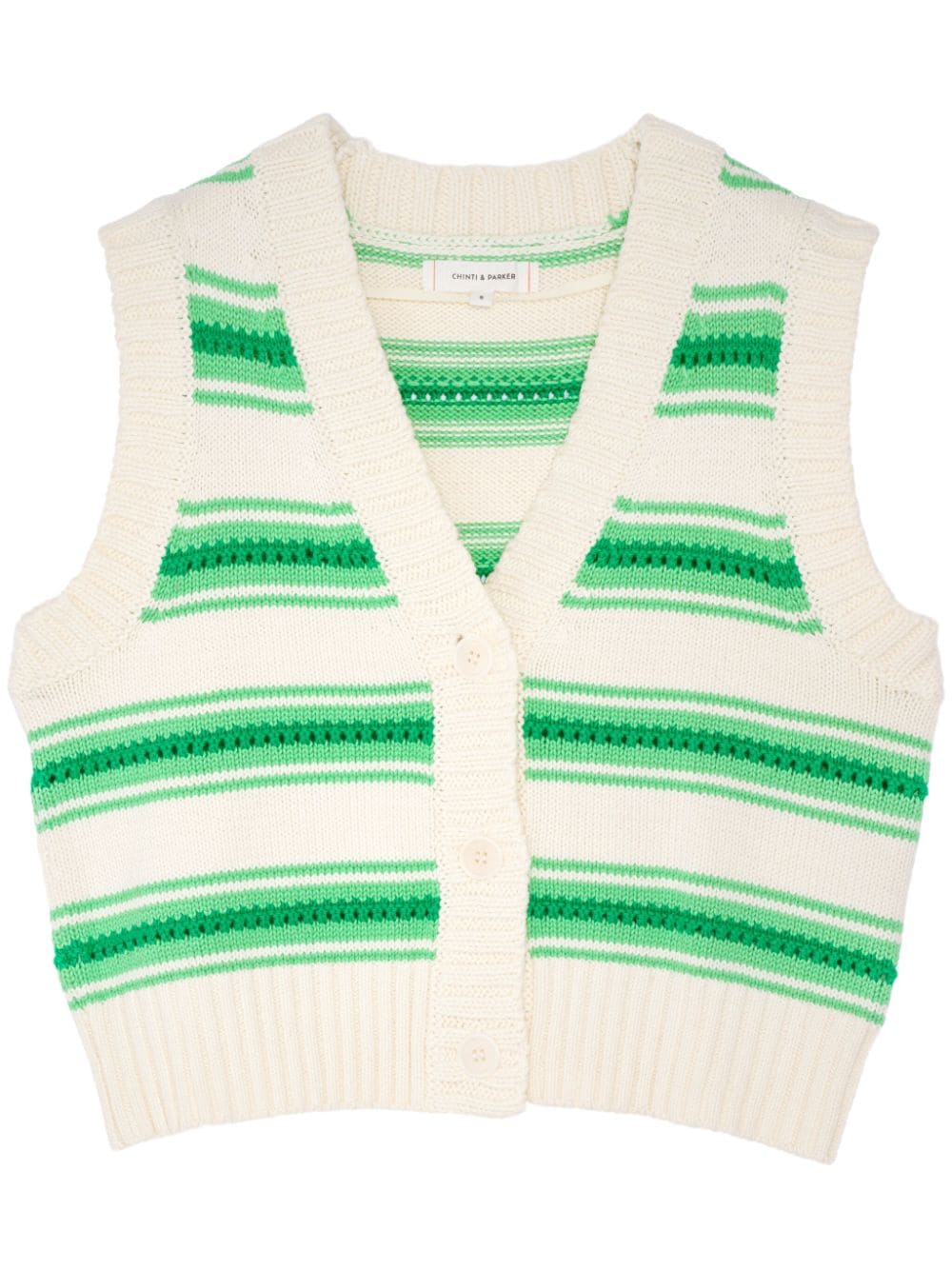 Chinti & Parker striped cotton knitted vest - Green von Chinti & Parker