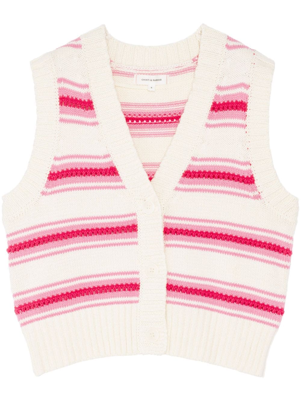Chinti & Parker striped cotton knitted vest - White von Chinti & Parker