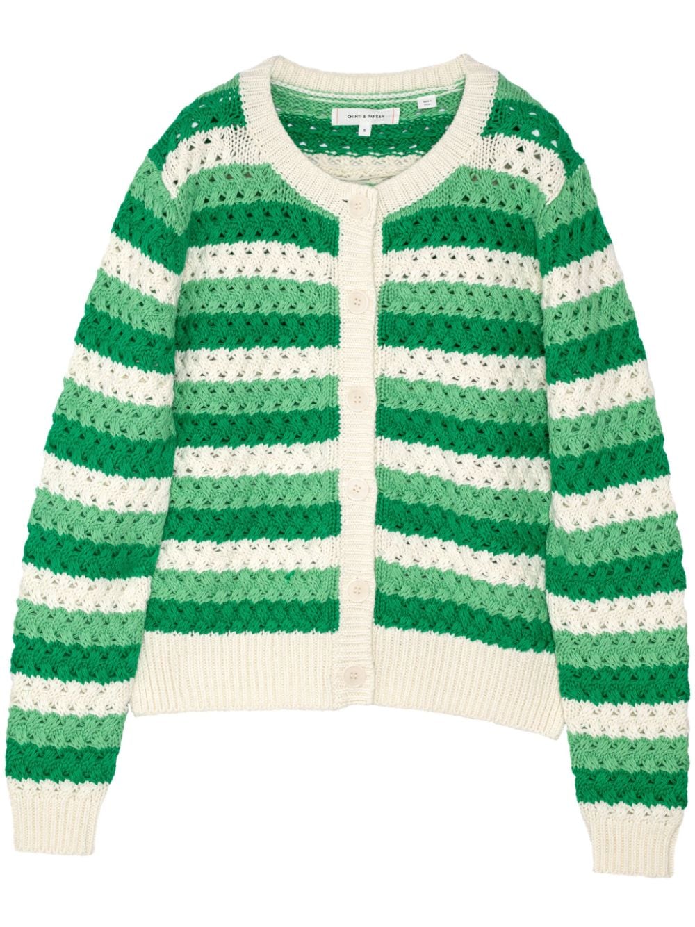 Chinti & Parker striped crochet cotton cardigan - Green von Chinti & Parker