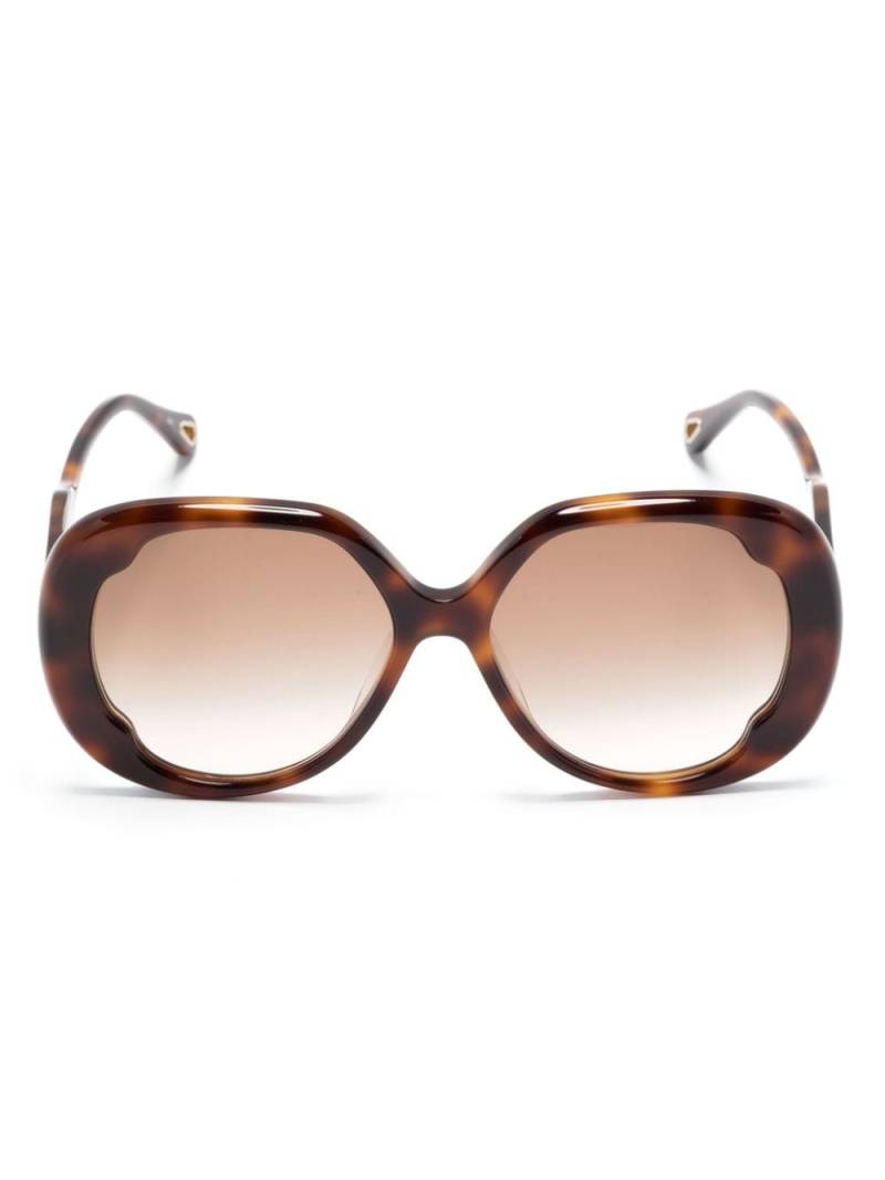 Chloé Eyewear logo-lettering oversize-frame sunglasses - Brown von Chloé Eyewear