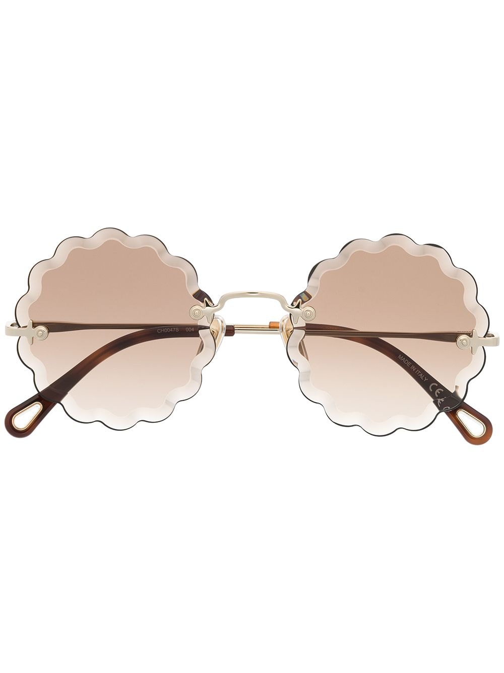 Chloé scalloped round frame sunglasses - Gold von Chloé