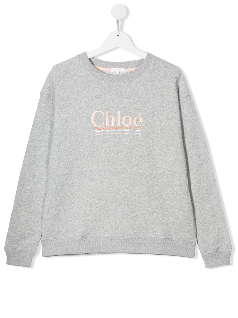 Chloé Kids TEEN embroidered logo crew neck sweatshirt - Grey von Chloé Kids