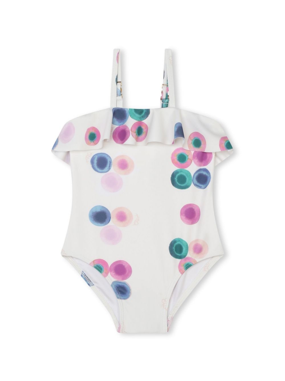 Chloé Kids abstract-print ruffle-trim swimsuit - White von Chloé Kids