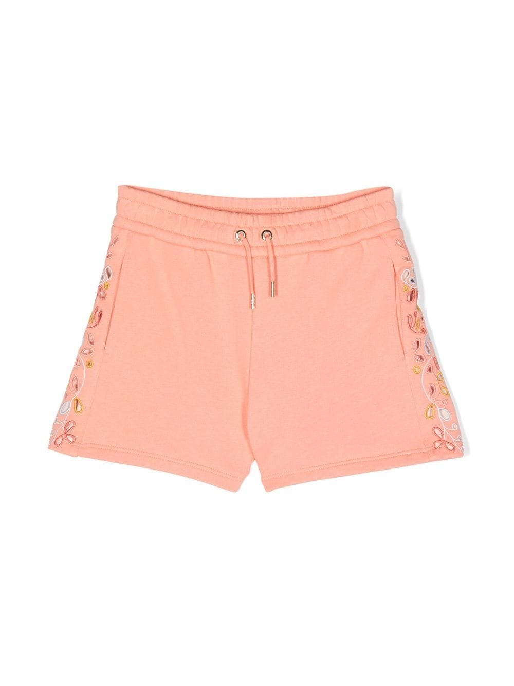 Chloé Kids broderie-anglaise jersey track shorts - Orange von Chloé Kids