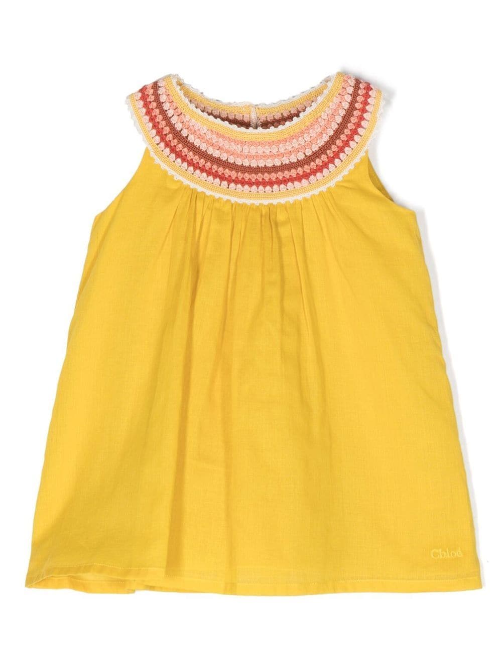Chloé Kids collar-neck flared dress - Yellow von Chloé Kids