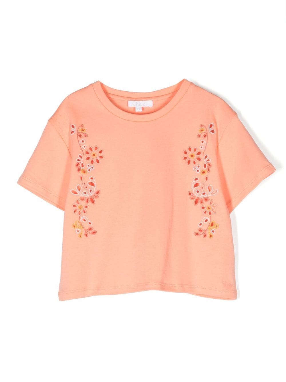 Chloé Kids cropped broderie anglaise T-shirt - Orange von Chloé Kids