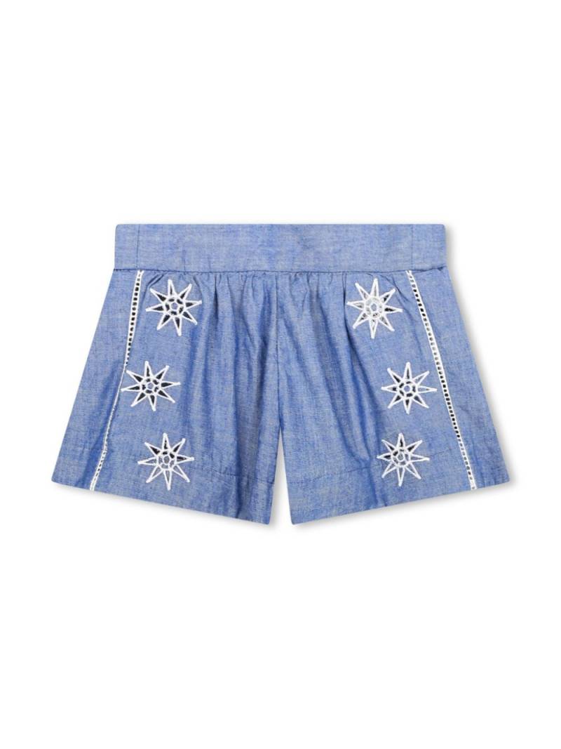 Chloé Kids embroidered chambray shorts - Blue von Chloé Kids