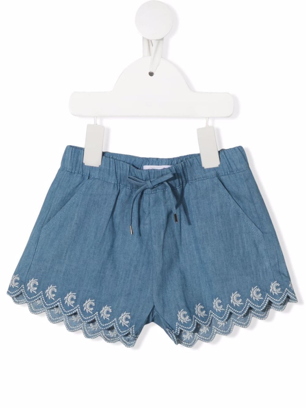 Chloé Kids embroidered-design denim shorts - Blue von Chloé Kids