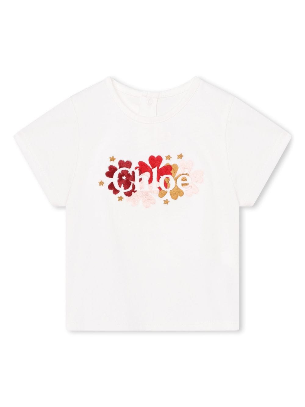 Chloé Kids embroidered-logo organic cotton T-shirt - White von Chloé Kids