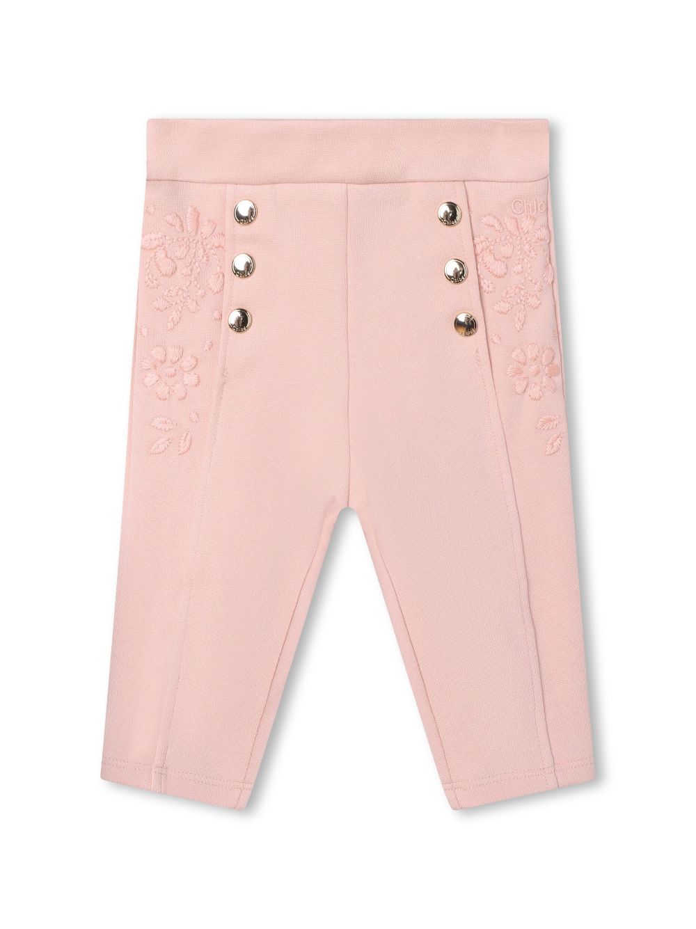 Chloé Kids embroidered-logo organic-cotton trousers - Pink von Chloé Kids